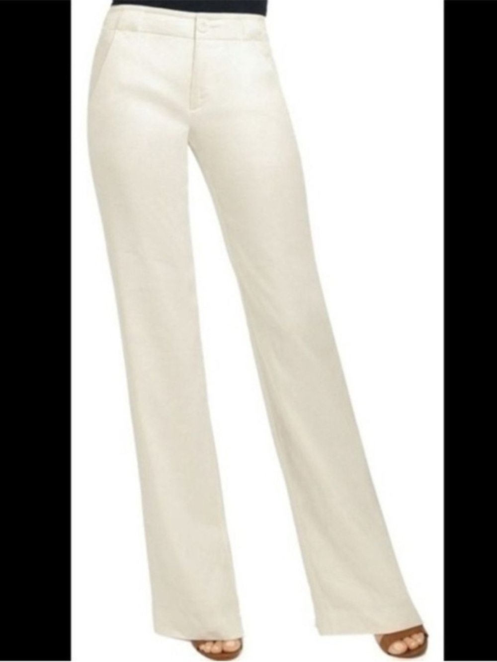 Cabi White Linen blend Everly Pants 8 Long